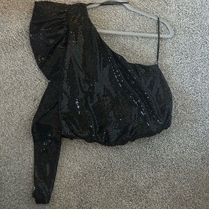 DO+BE sequin one shoulder top